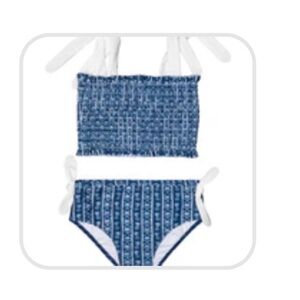 NWT Smockingbird Smocked Navy Floral Block Two Piece Print Bikini 10